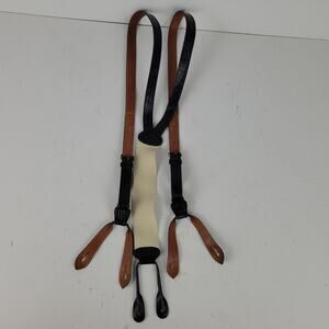 TRAFALGAR Taupe Solid SUSPENDERS ~ Braces, Leather, Vintage